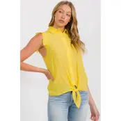 Helen Ruffle Collar Top - Spring Yellow