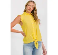Helen Ruffle Collar Top - Spring Yellow