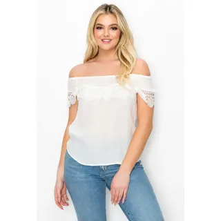Halston Off Shoulder Blouse - Ivory