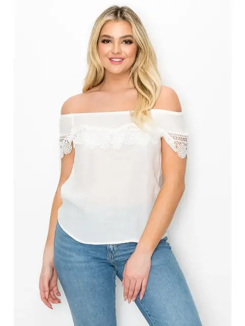 Halston Off Shoulder Blouse - Ivory