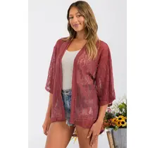 Haisley Crochet Lace Kimono - Henna