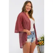 Haisley Crochet Lace Kimono - Henna