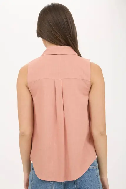 Amelia Collard Button Down Tank - Sienna