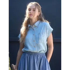Arielle Stripe Chambray Short Sleeve