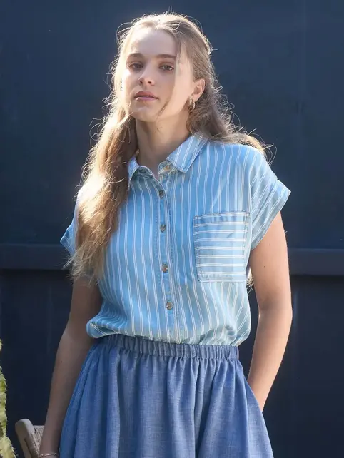 Arielle Stripe Chambray Short Sleeve