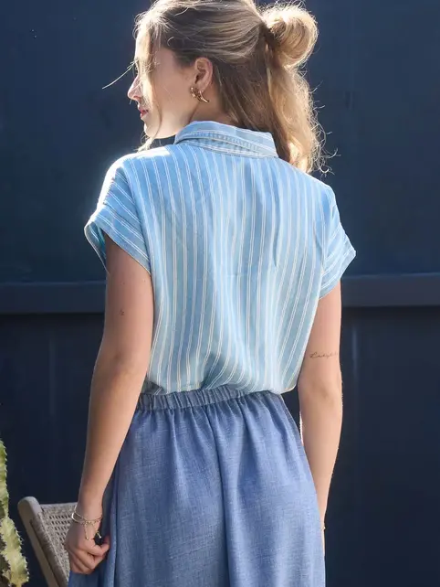 Arielle Stripe Chambray Short Sleeve