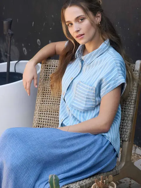 Arielle Stripe Chambray Short Sleeve