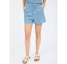 Arya High Waist Chambray Mini Shorts