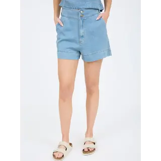 Arya High Waist Chambray Mini Shorts