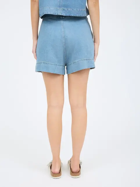 Arya High Waist Chambray Mini Shorts