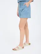 Arya High Waist Chambray Mini Shorts