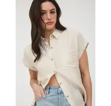 Asher Back Pintuck Short Sleeve - Oatmeal