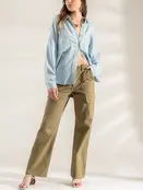 Adrianna Button Down Jean Top - Chambray