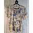 Marina Flutter Short Sleeve Blouse - Navy & Taupe