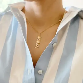 Mama Drop Pendant Necklace - Gold