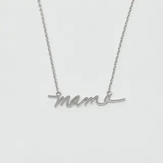Mama Script Necklace - Silver