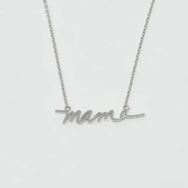 Mama Script Necklace - Silver