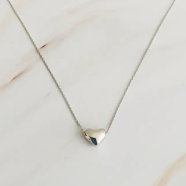 Love Bean Heart Necklace - Silver