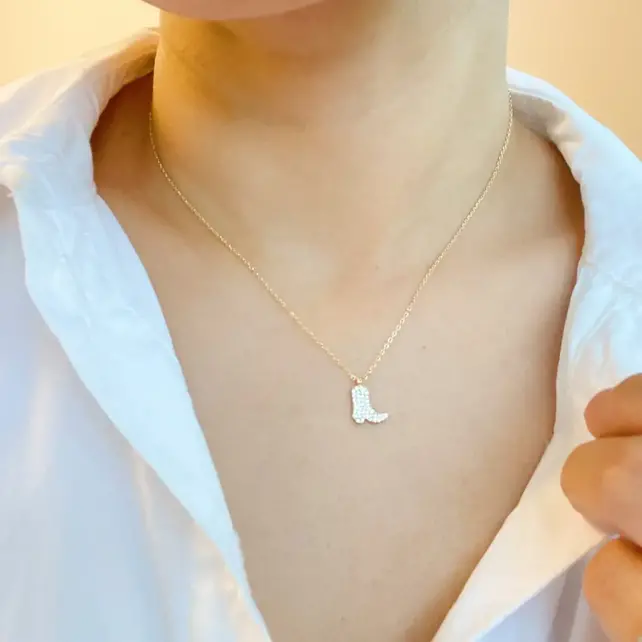 Glam Cow Girl Boot Necklace