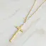 Hammered Cross Long Chain Necklace - Gold