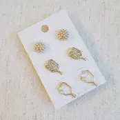Pickle Ball Stud Earrings Set of 3 $39.99