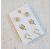 Pickle Ball Stud Earrings Set of 3 $39.99