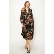 Evelyn Chiffon Floral Maxi Dress - Green