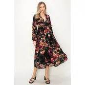 Evelyn Chiffon Floral Maxi Dress - Green