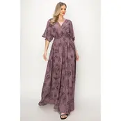 Emilia V-Neck Maxi Dress - Red Bean