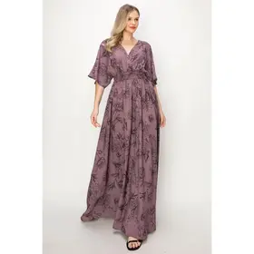 Emilia V-Neck Maxi Dress - Red Bean