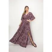 Emilia V-Neck Maxi Dress - Red Bean