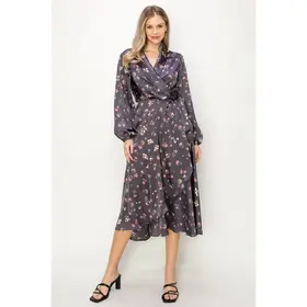 Erica Long Sleeve Wrap Dress - Denim