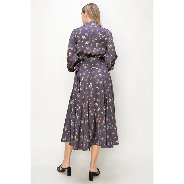 Erica Long Sleeve Wrap Dress - Denim