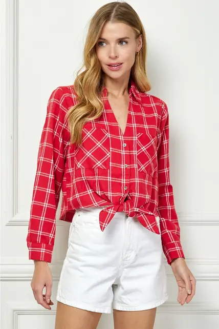 Charlie Plaid Long Sleeve - Red