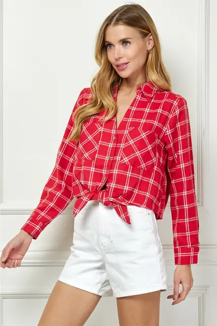 Charlie Plaid Long Sleeve - Red