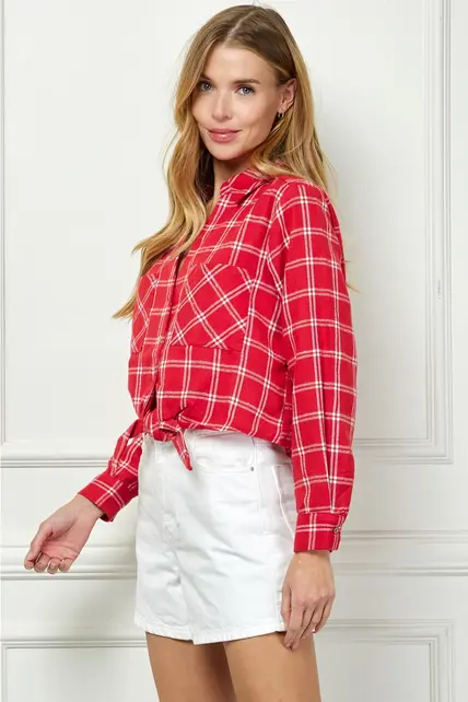 Charlie Plaid Long Sleeve - Red