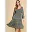 Cleo Tiered Long Sleeve Dress - Sage