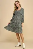 Cleo Tiered Long Sleeve Dress - Sage