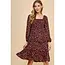 Cleo Tiered Long Sleeve Dress - Burgundy
