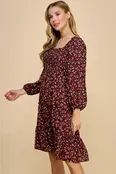 Cleo Tiered Long Sleeve Dress - Burgundy