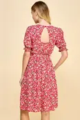 Cassia V-Neck Empire Bust Dress - Red