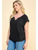 Celina Gold Trim Plus Size Top - Black