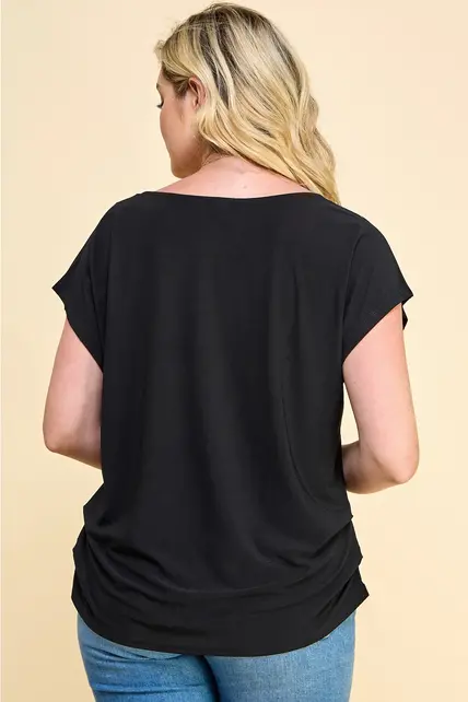 Celina Gold Trim Plus Size Top - Black