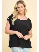 Casey Plus Size Short Sleeve Top - Black