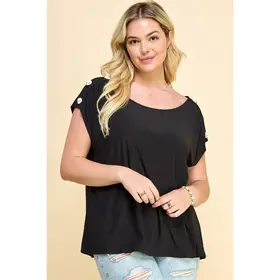 Casey Plus Size Short Sleeve Top - Black