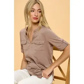 May  Front Flap Pocket Shirt - Toffee
