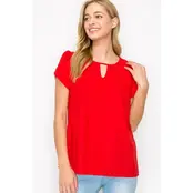 Mavis Keyhole Neck Short Sleeve - Red