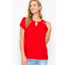 Mavis Keyhole Neck Short Sleeve - Red