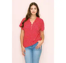 Maddox O Ring Zipper Dolman Top - Red