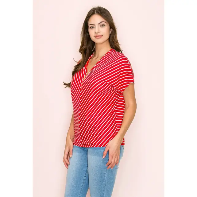 Maddox O Ring Zipper Dolman Top - Red